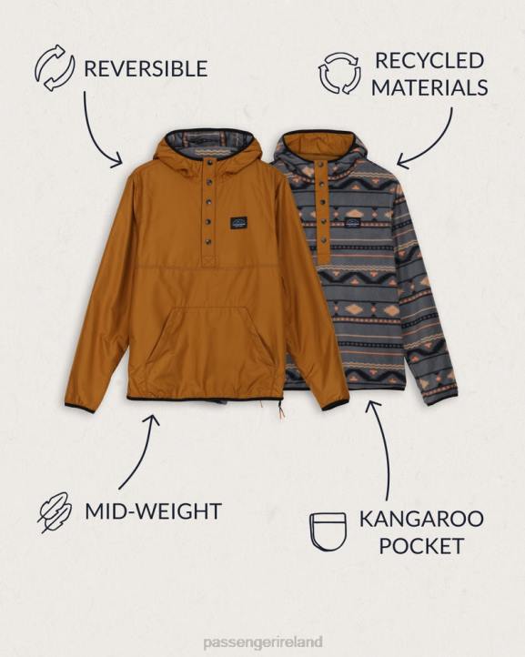 Clothing Passenger 22N8173 Journey Recycled Reversible Jacket Golden Brown Men Brown