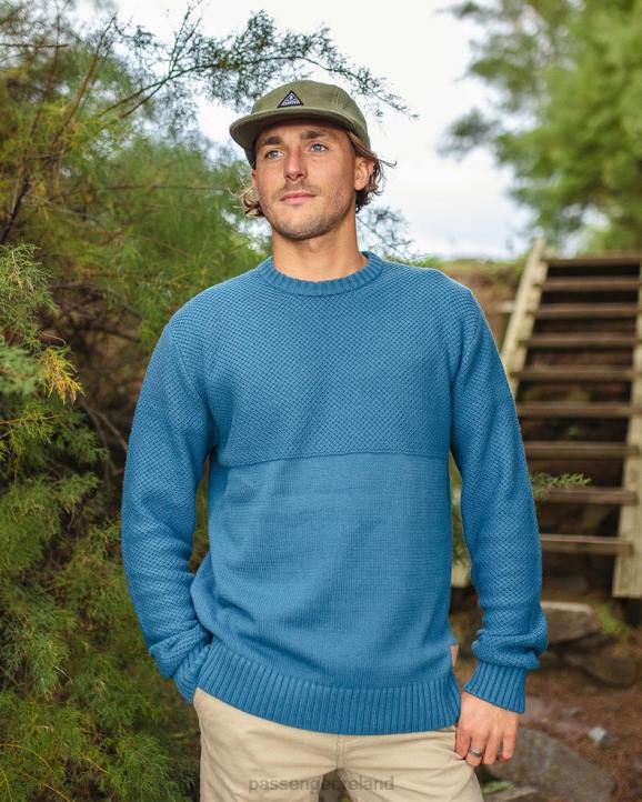 Clothing Passenger 22N8197 Swell Knitted Jumper Blue Steel Men Blue