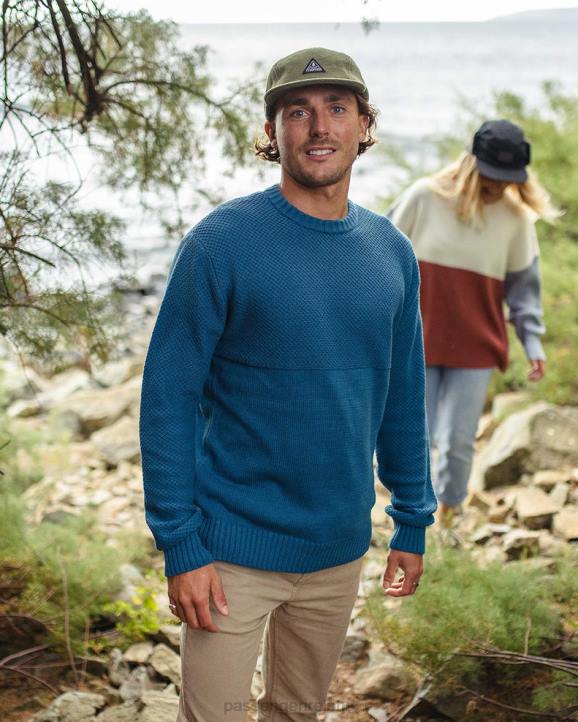 Clothing Passenger 22N8197 Swell Knitted Jumper Blue Steel Men Blue