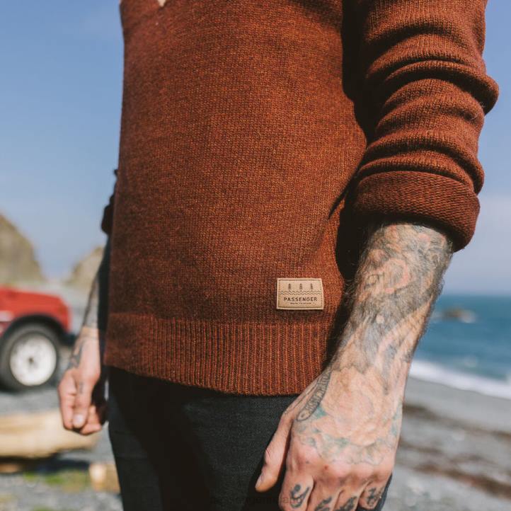 Clothing Passenger 22N8207 Fireside Knitted Jumper Russet Brown Men Brown