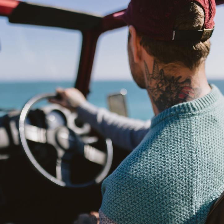 Clothing Passenger 22N8209 Davis Knitted Jumper Storm Green/Grey Marl Men Green