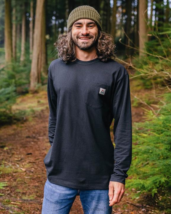 Clothing Passenger 22N8218 Heritage Recycled Cotton Ls T-Shirt Black Men Black