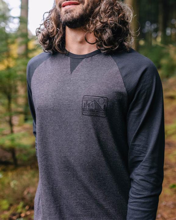 Clothing Passenger 22N8221 Nowhere Bound Recycled Cotton Ls T-Shirt Black/Charcoal Marl Men Charcoal