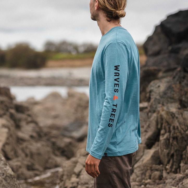 Clothing Passenger 22N8239 Pantano Recycled Ls T-Shirt Ocean Blue Men Blue