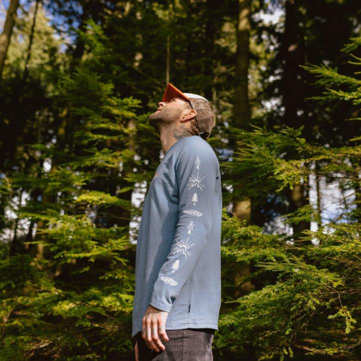 Clothing Passenger 22N8240 Osc Recycled Cotton Ls T-Shirt Stone Blue Men Blue