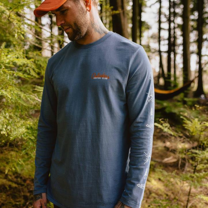 Clothing Passenger 22N8240 Osc Recycled Cotton Ls T-Shirt Stone Blue Men Blue