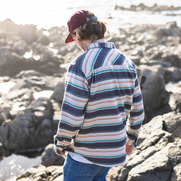 Clothing Passenger 22N8245 Winterwell Brushed Cotton Overshirt Birch Stripe Men Birch