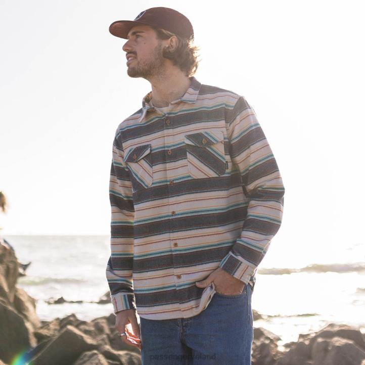 Clothing Passenger 22N8245 Winterwell Brushed Cotton Overshirt Birch Stripe Men Birch