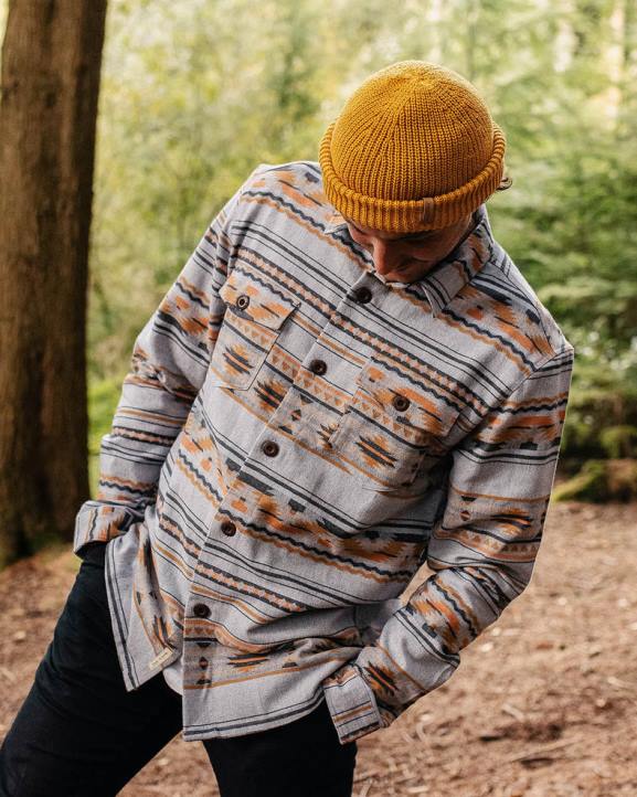 Clothing Passenger 22N8252 Woodland Organic Cotton Overshirt Grey Marl Men Grey