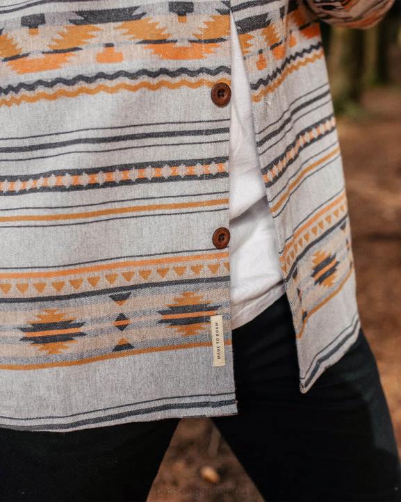 Clothing Passenger 22N8252 Woodland Organic Cotton Overshirt Grey Marl Men Grey