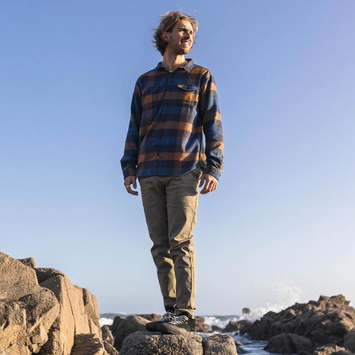 Clothing Passenger 22N8256 Stove Brushed Cotton Overshirt Navy/Blue/Rubber Men Blue