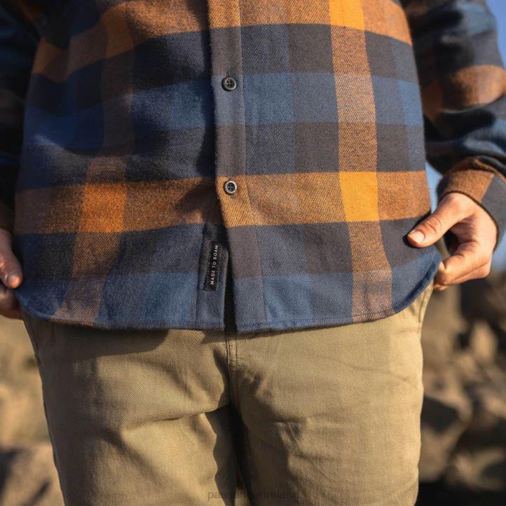 Clothing Passenger 22N8256 Stove Brushed Cotton Overshirt Navy/Blue/Rubber Men Blue