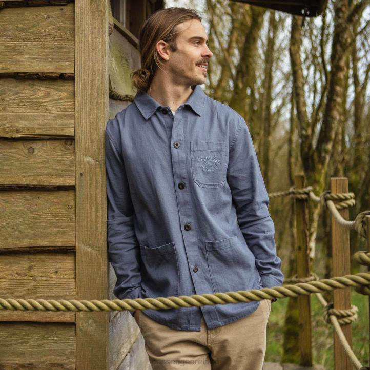 Clothing Passenger 22N8259 Forage Hemp Overshirt Stone Blue Men Blue