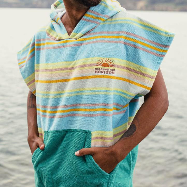 Clothing Passenger 22N815 Baja Recycled Towel Poncho Sea Stripe Men Sea