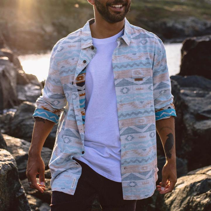 Clothing Passenger 22N8257 Canoe Organic Cotton Ls Shirt Multi Geo Stripe Men Multi