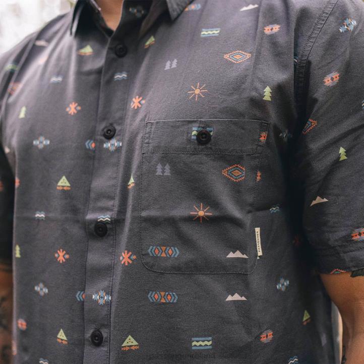 Clothing Passenger 22N8267 Chill Organic Cotton Short Sleeve Shirt Black Eclipse Men Black