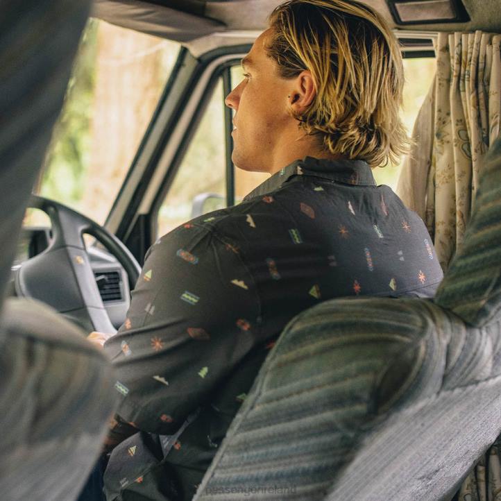 Clothing Passenger 22N8267 Chill Organic Cotton Short Sleeve Shirt Black Eclipse Men Black