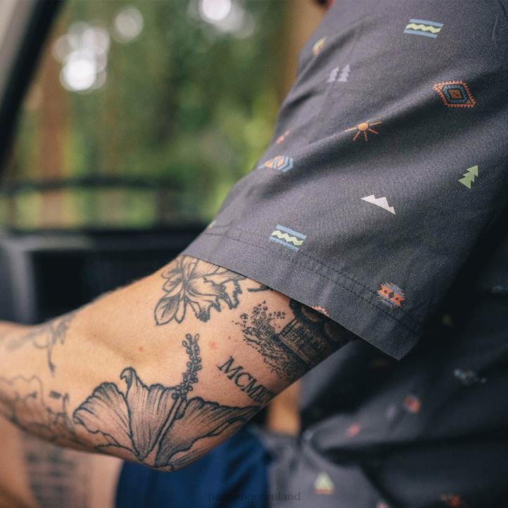 Clothing Passenger 22N8267 Chill Organic Cotton Short Sleeve Shirt Black Eclipse Men Black