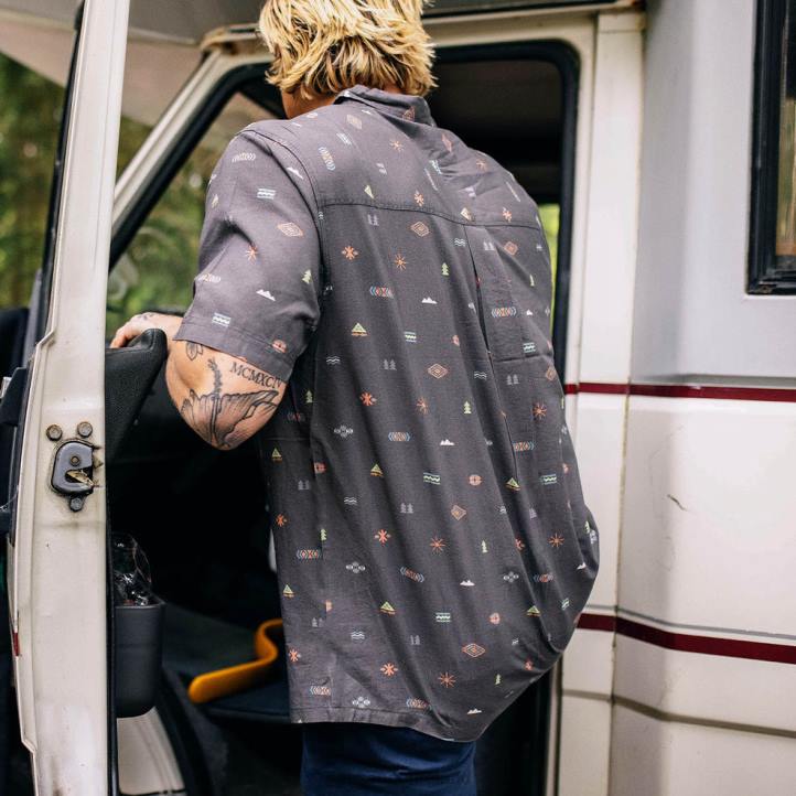 Clothing Passenger 22N8267 Chill Organic Cotton Short Sleeve Shirt Black Eclipse Men Black