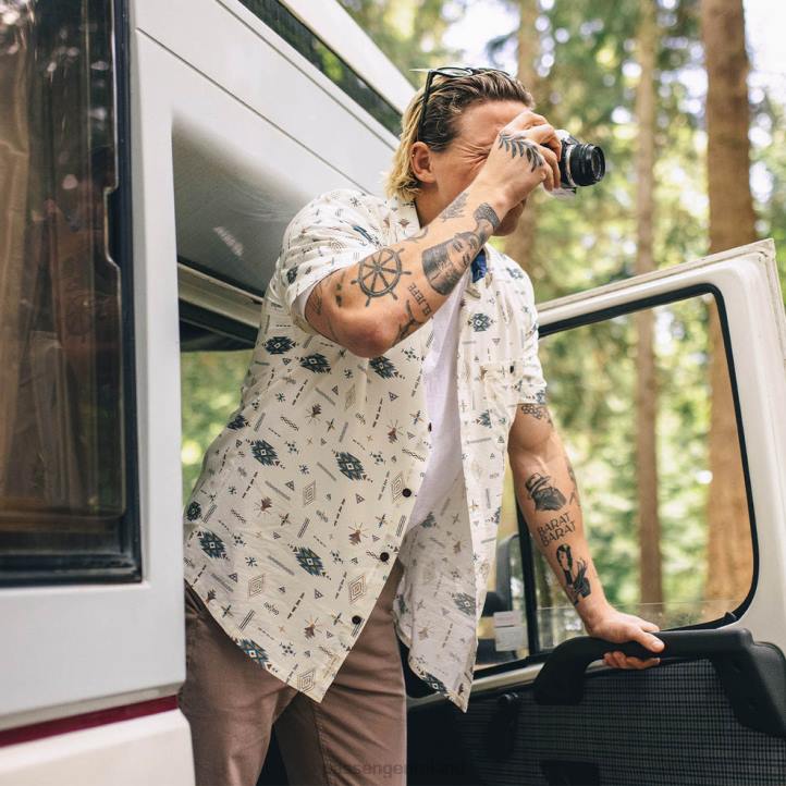 Clothing Passenger 22N8268 Chill Organic Cotton Short Sleeve Shirt Egret Sierra Men Egret