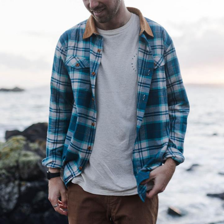 Clothing Passenger 22N8269 Chipping Shirt Blue Coral/Viridian/Off White Men Blue