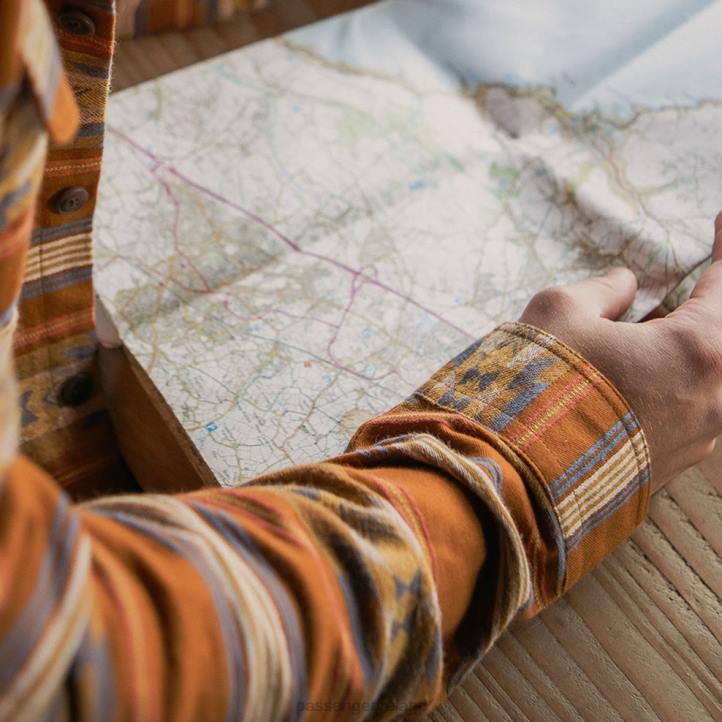 Clothing Passenger 22N8270 Cabin Jacquard Organic Cotton Shirt Glazed Ginger Pattern Men Glazed