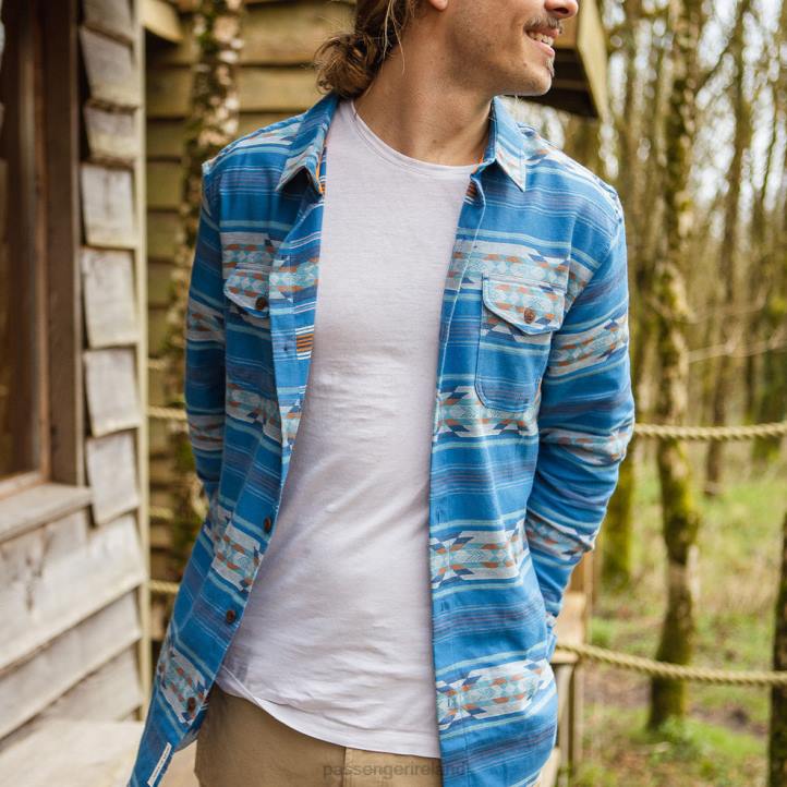 Clothing Passenger 22N8271 Cabin Jacquard Organic Cotton Shirt Soft Cobalt Pattern Men Cobalt