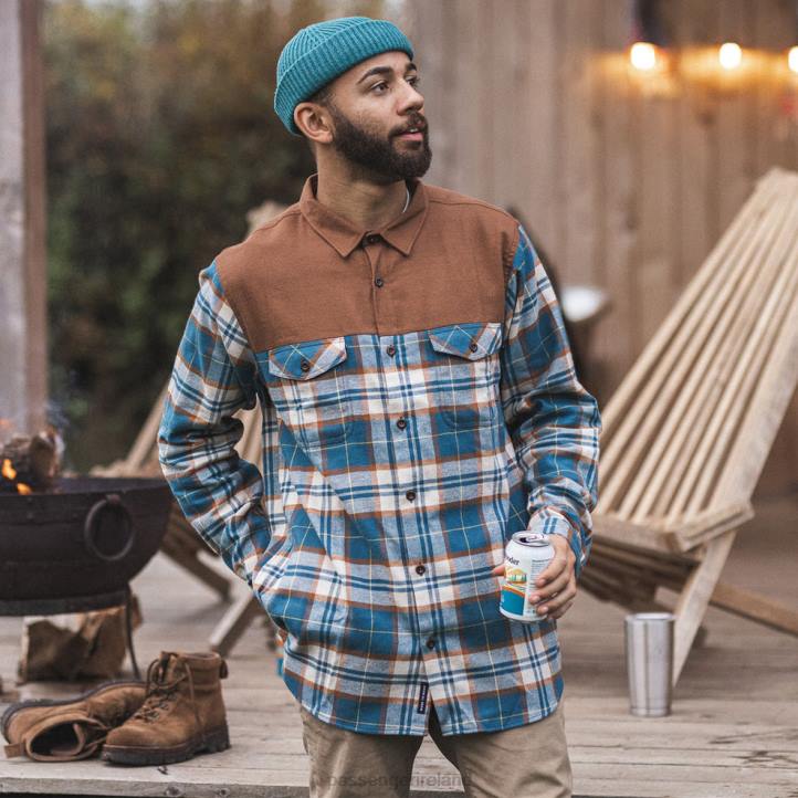 Clothing Passenger 22N8275 Behnsen Organic Cotton Shirt Brown/Blue Check Men Blue