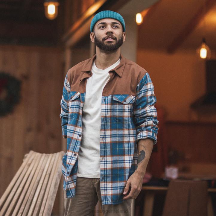 Clothing Passenger 22N8275 Behnsen Organic Cotton Shirt Brown/Blue Check Men Blue