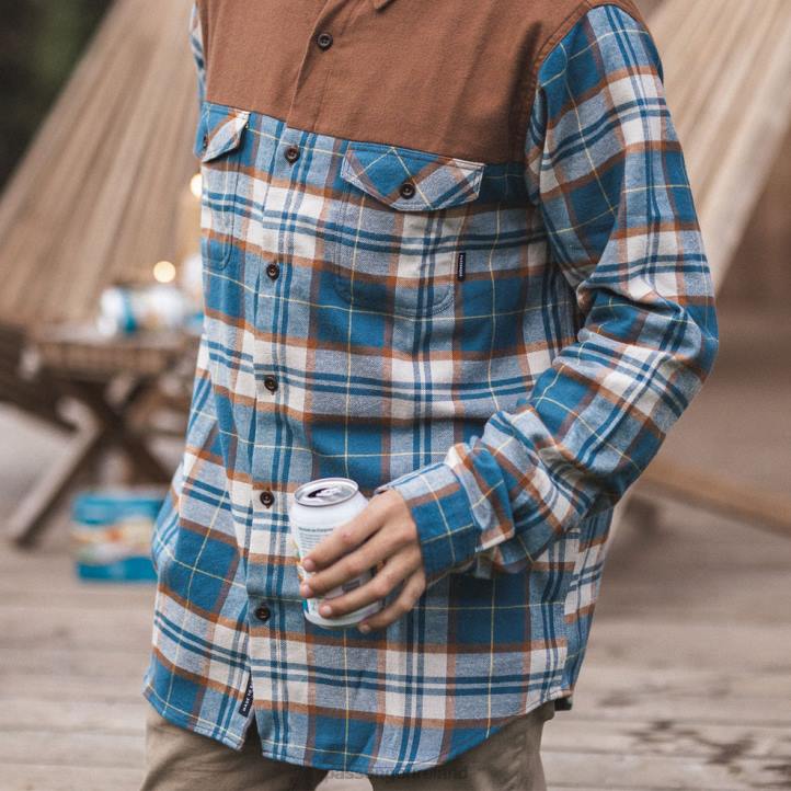 Clothing Passenger 22N8275 Behnsen Organic Cotton Shirt Brown/Blue Check Men Blue