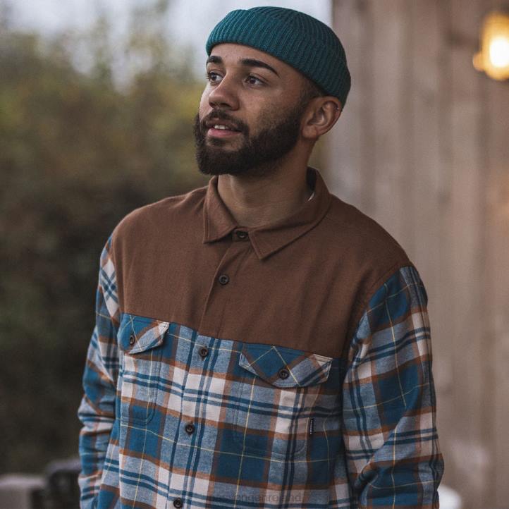 Clothing Passenger 22N8275 Behnsen Organic Cotton Shirt Brown/Blue Check Men Blue