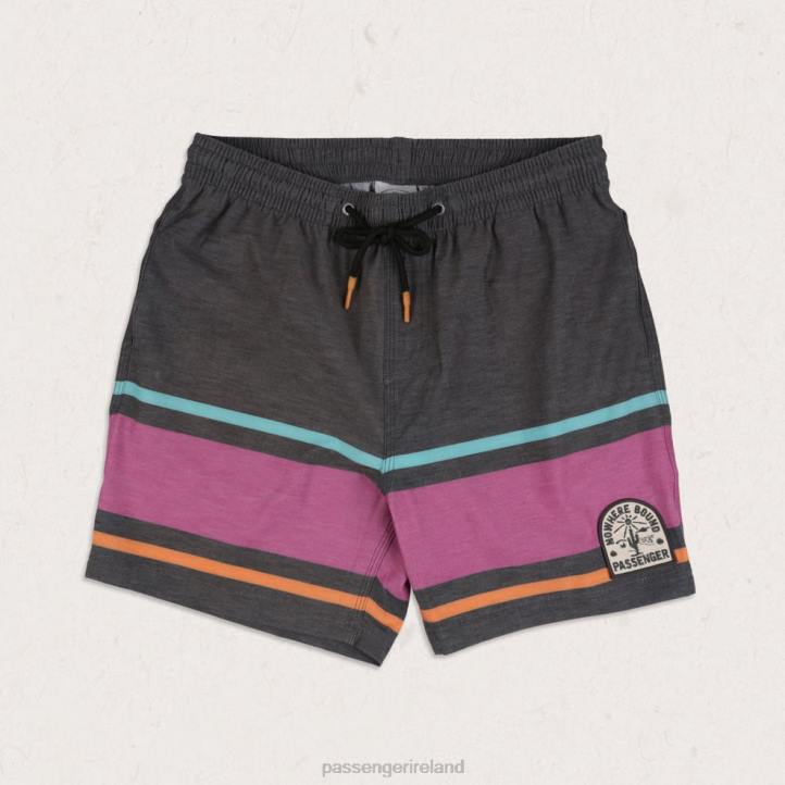 Clothing Passenger 22N8296 Ponoma All Purpose Swim Shorts Black Retro Placement Stripe Men Black