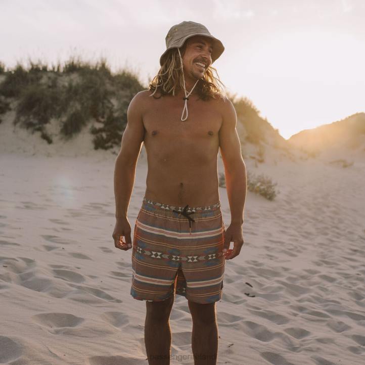 Clothing Passenger 22N8318 Ponoma Organic All Purpose Swim Short Glazed Ginger Pattern Men Glazed