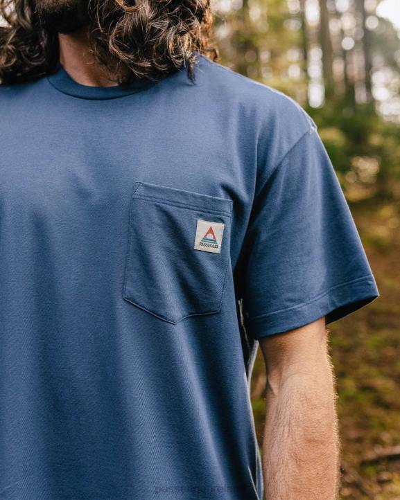 Clothing Passenger 22N8346 Heritage Recycled Cotton Pocket T-Shirt Dark Denim Men Denim