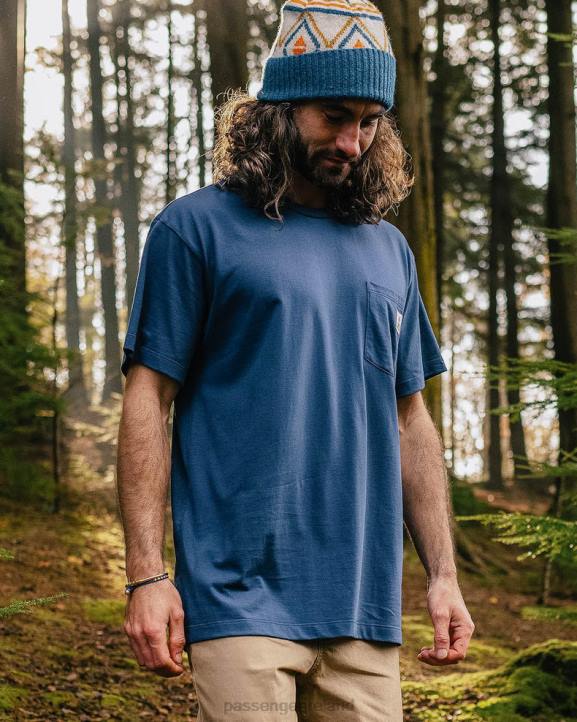 Clothing Passenger 22N8346 Heritage Recycled Cotton Pocket T-Shirt Dark Denim Men Denim