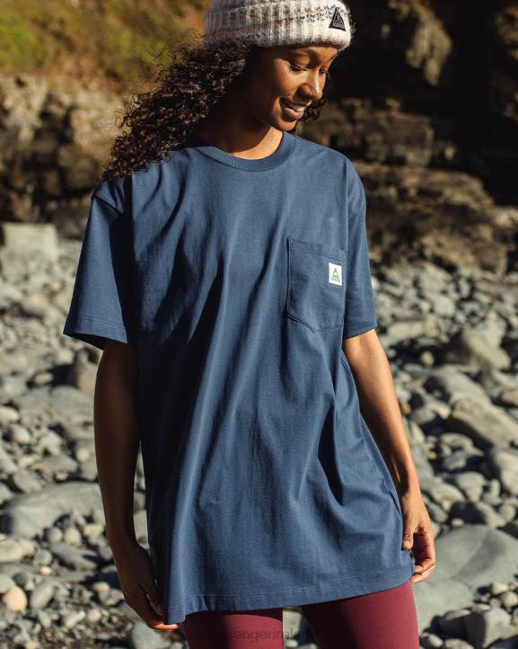 Clothing Passenger 22N8346 Heritage Recycled Cotton Pocket T-Shirt Dark Denim Men Denim