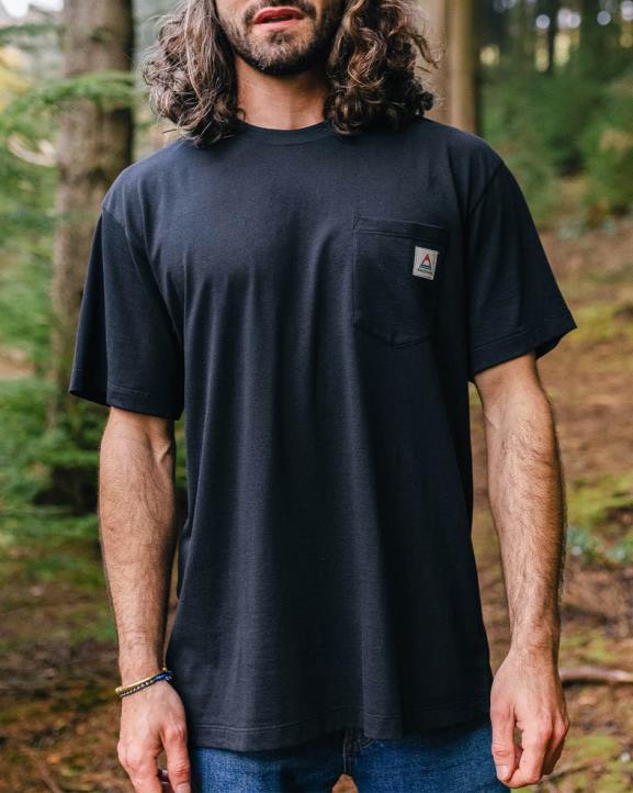 Clothing Passenger 22N8352 Heritage Recycled Cotton Pocket T-Shirt Black Men Black