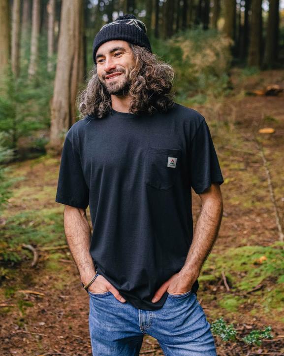 Clothing Passenger 22N8352 Heritage Recycled Cotton Pocket T-Shirt Black Men Black