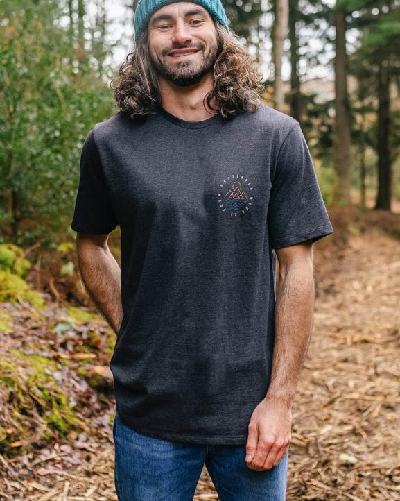 Clothing Passenger 22N8353 Escapism Recycled Cotton T-Shirt Charcoal Marl Men Charcoal