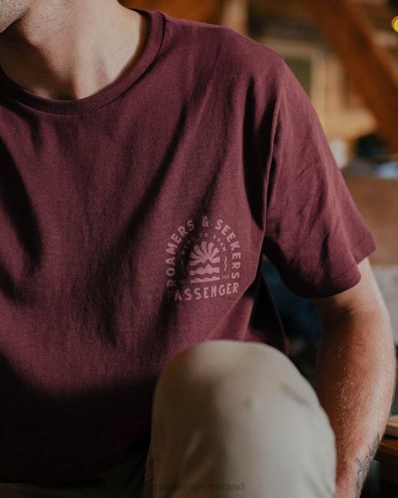 Clothing Passenger 22N8362 Evenfall Recycled Cotton T-Shirt Wine Men Wine