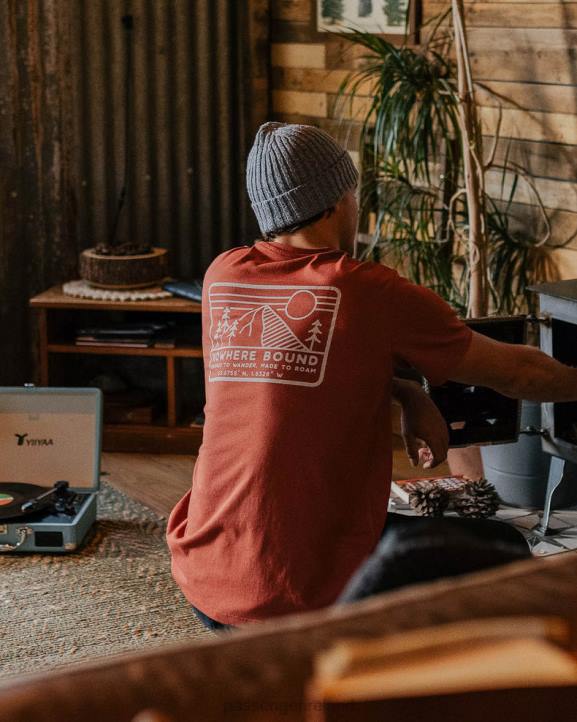 Clothing Passenger 22N8363 Nowhere Bound Recycled Cotton T-Shirt Burnt Red Men Red