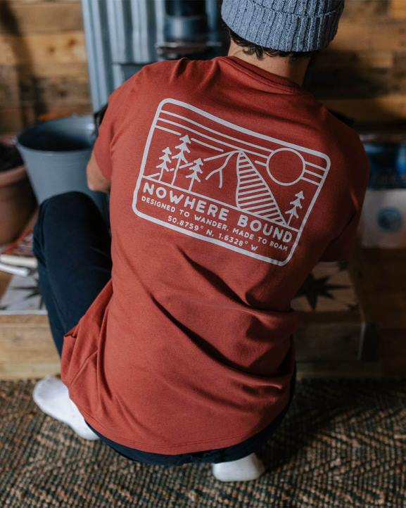 Clothing Passenger 22N8363 Nowhere Bound Recycled Cotton T-Shirt Burnt Red Men Red