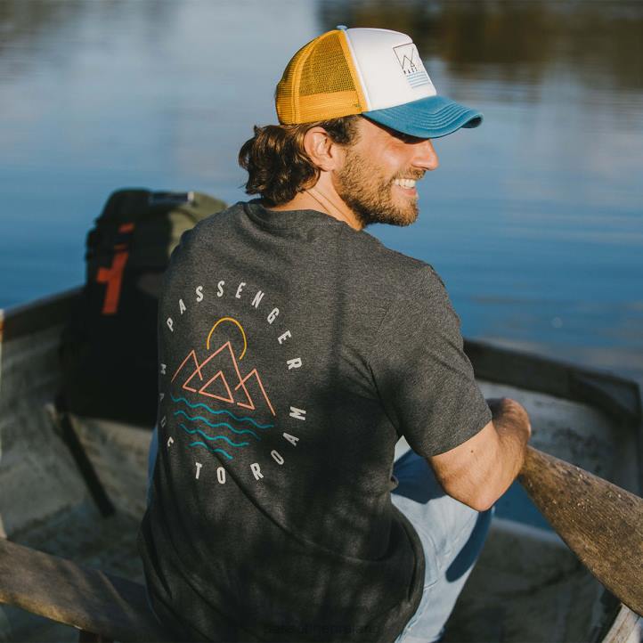 Clothing Passenger 22N8370 Escapism Recycled Cotton T-Shirt Charcoal Marl Men Charcoal