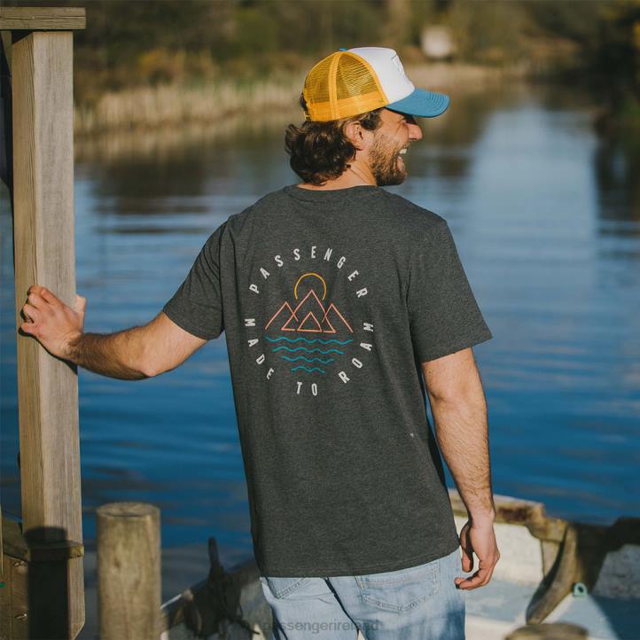 Clothing Passenger 22N8370 Escapism Recycled Cotton T-Shirt Charcoal Marl Men Charcoal