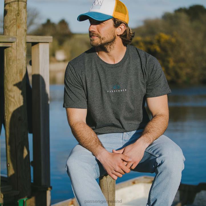 Clothing Passenger 22N8370 Escapism Recycled Cotton T-Shirt Charcoal Marl Men Charcoal