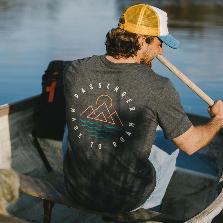 Clothing Passenger 22N8370 Escapism Recycled Cotton T-Shirt Charcoal Marl Men Charcoal