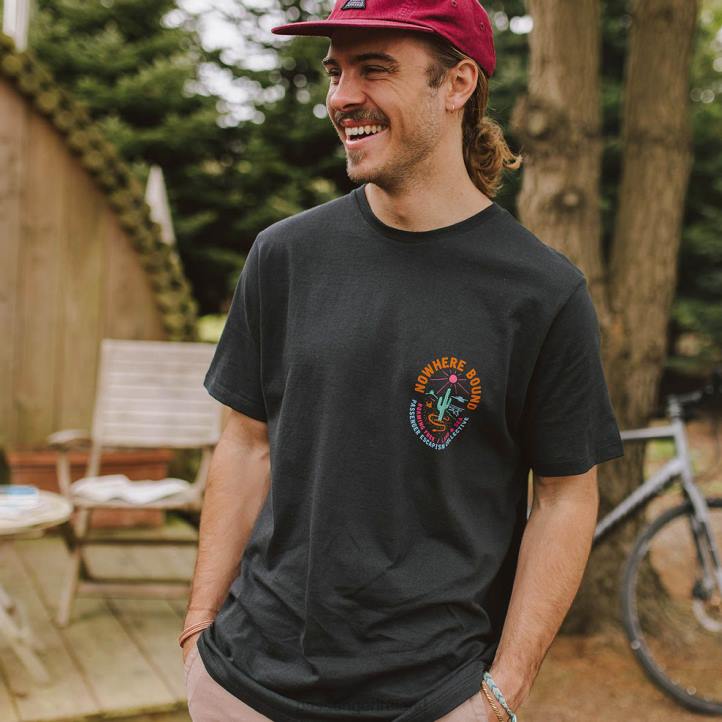 Clothing Passenger 22N8371 Land & Sea Recycled Cotton T-Shirt Black Men Black