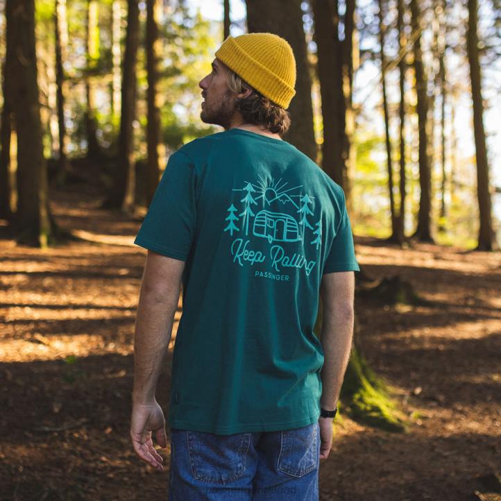 Clothing Passenger 22N8378 Keep Rolling Recycled Cotton T-Shirt Storm Green Men Green