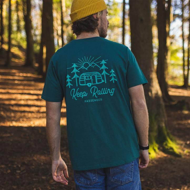 Clothing Passenger 22N8378 Keep Rolling Recycled Cotton T-Shirt Storm Green Men Green