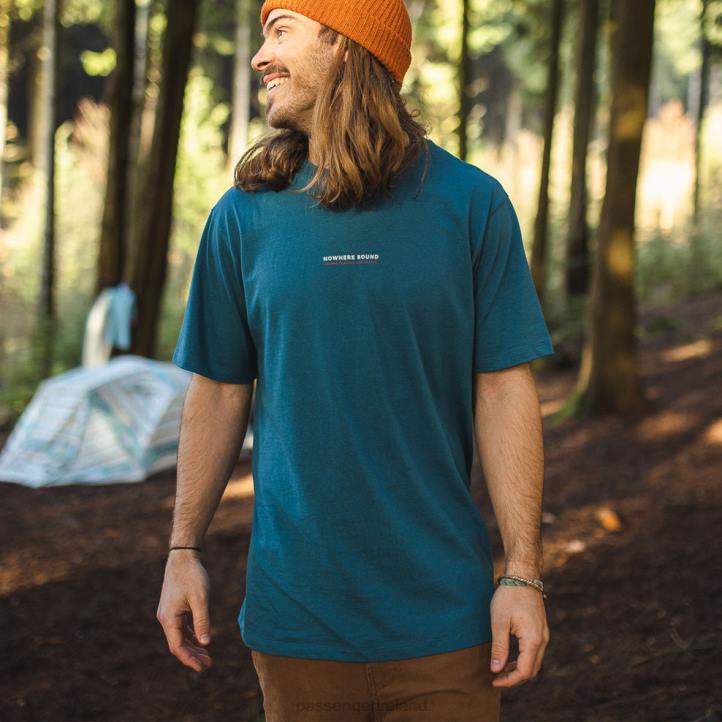 Clothing Passenger 22N8383 Tourer Recycled Cotton T-Shirt Blue Coral Men Blue